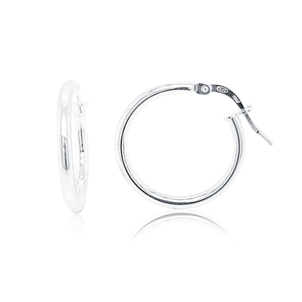 Creole lever back hoop earring in sterling silver - 20mm