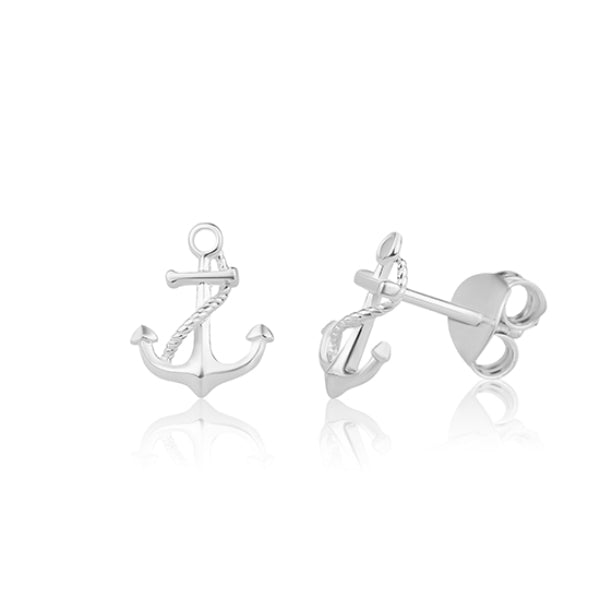 Evolve Anchor Stud Earrings in Sterling Silver