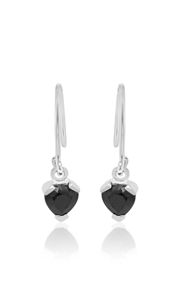 Heart shaped sapphire hook earrings in sterling silver