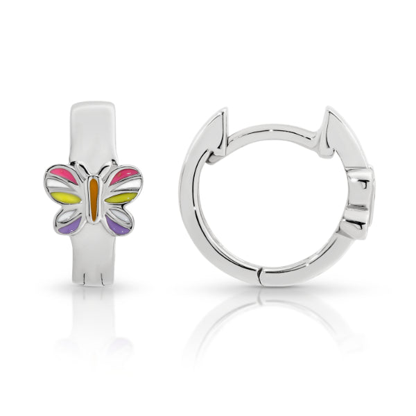 Enamel butterfly earrings in sterling silver
