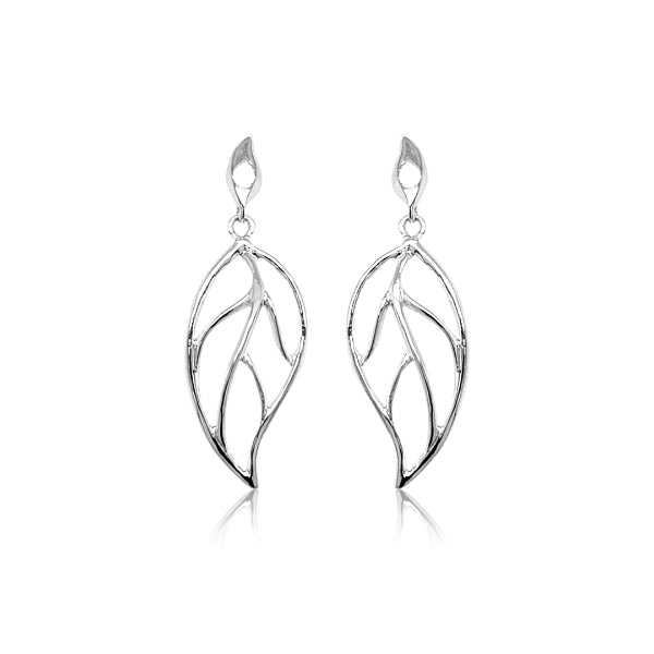 Leaf drop earrings in sterling silver