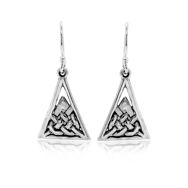 Celtic triangles hook earrings in sterling silver