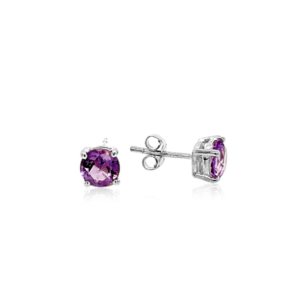 Amethyst stud earrings in sterling silver - 6mm