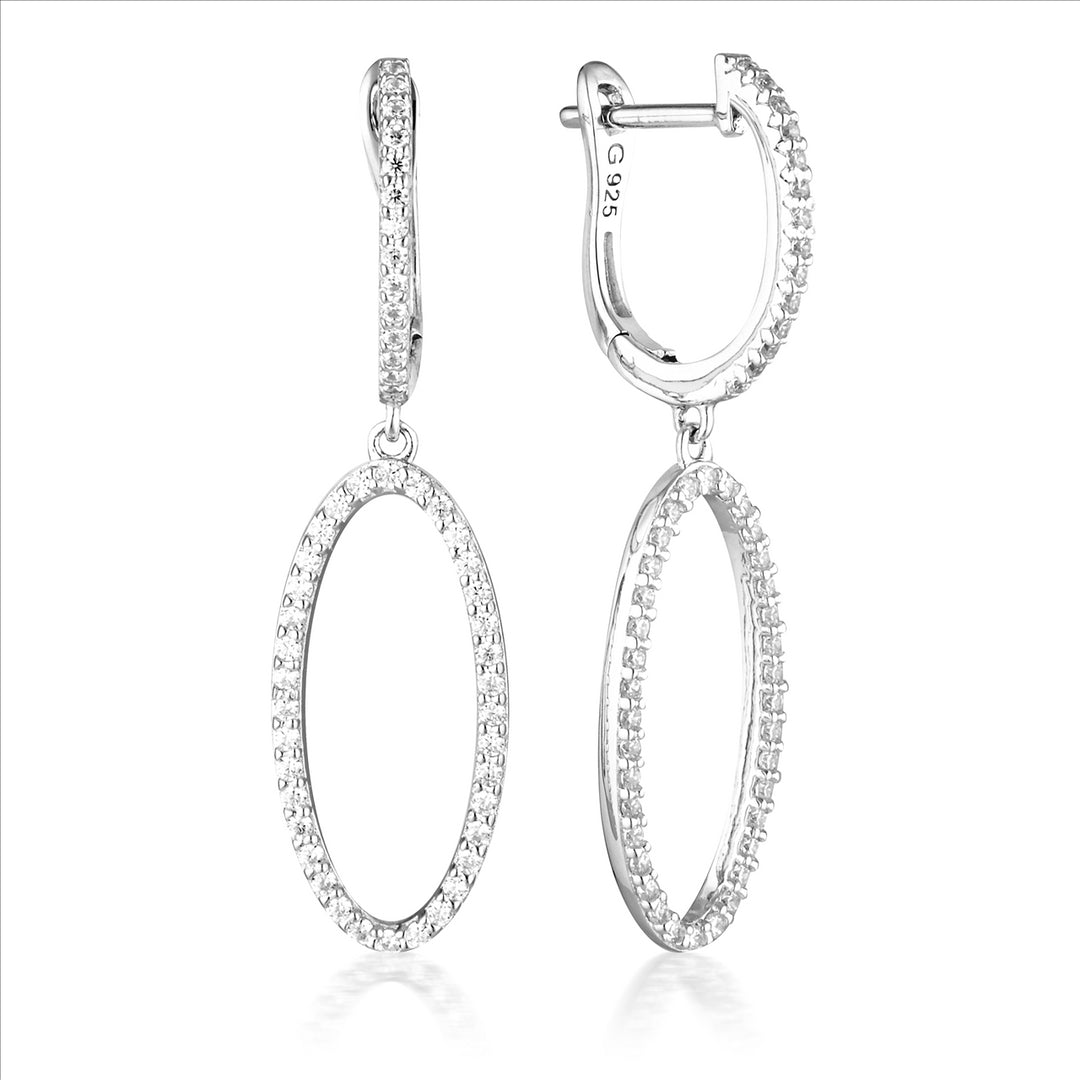 Georgini aurora celestial cubic zirconia hoop earrings with an oval drop in sterling silver