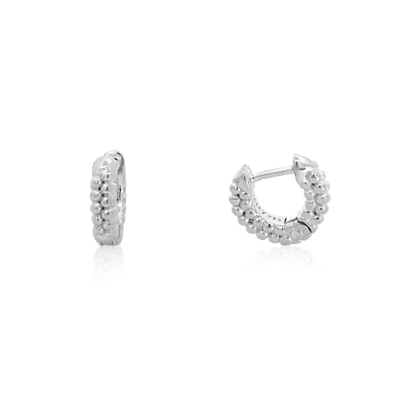 Double row textured huggie earrings in sterling silver 10mm