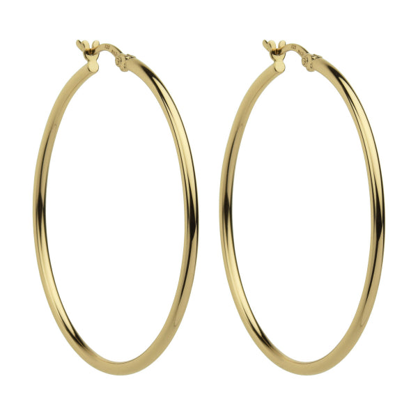 Najo hoop earrings with lever back clasp in gold plated sterling silver 45mm