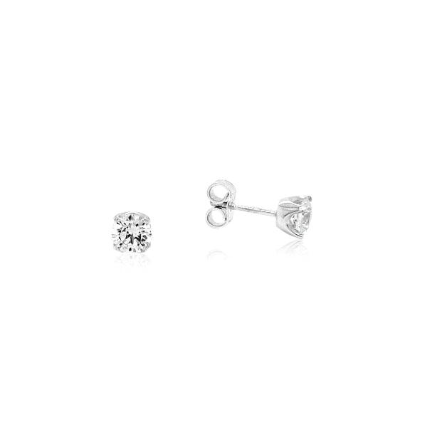 Cubic zirconia stud earrings in sterling silver 5mm