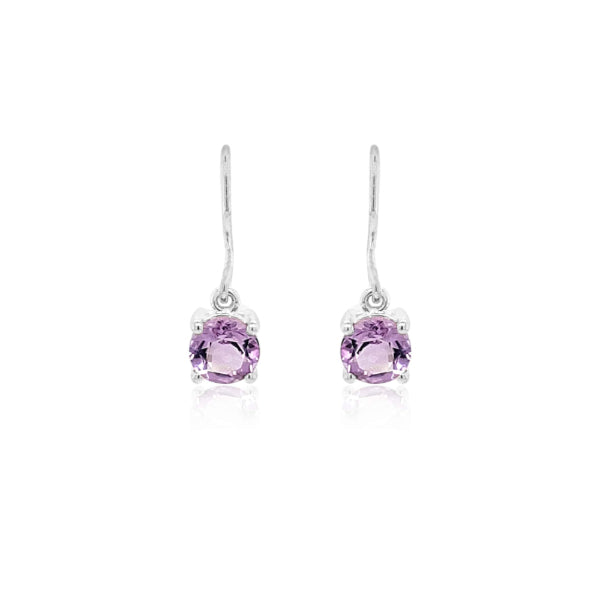Amethyst 6mm Round Drops on silver hooks