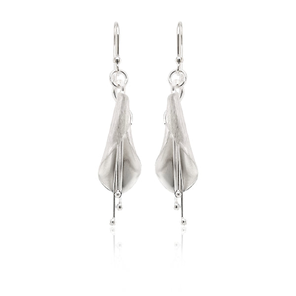 Kowhai flower hook earrings in sterling silver