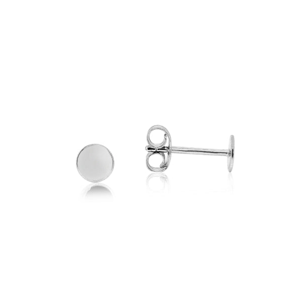 Round disc stud earrings in sterling silver 5mm