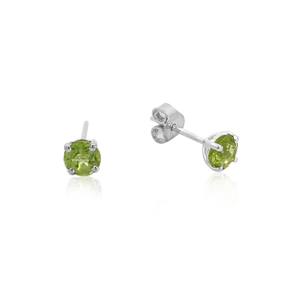 Peridot claw set stud earrings in sterling silver - 5mm