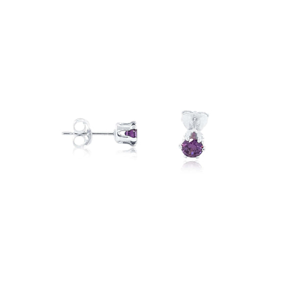 Purple CZ stud earrings in sterling silver