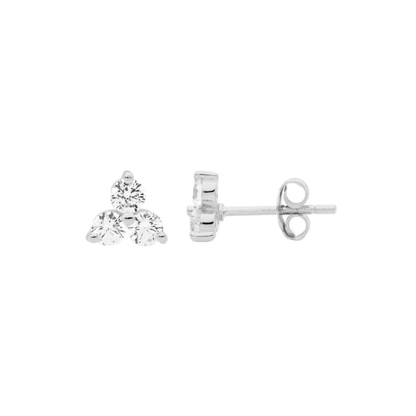 Ellani cz cluster stud earrings in sterling silver