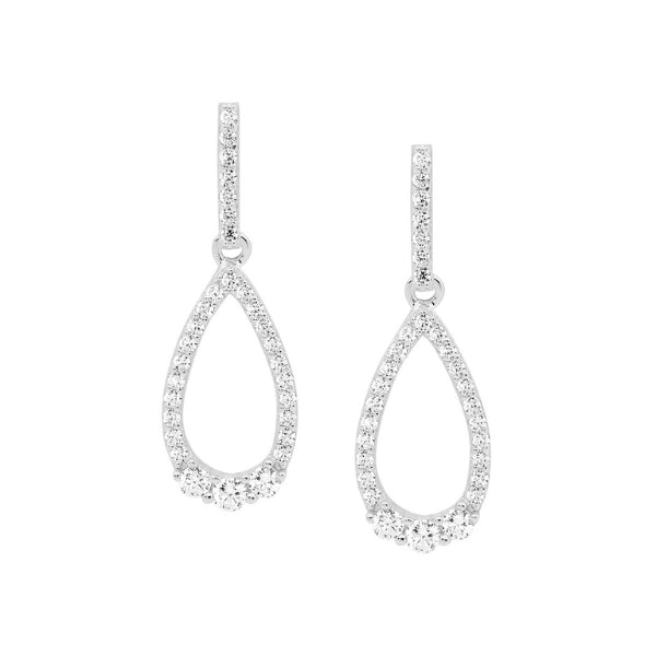 Ellani cz teardrop earrings in sterling silver
