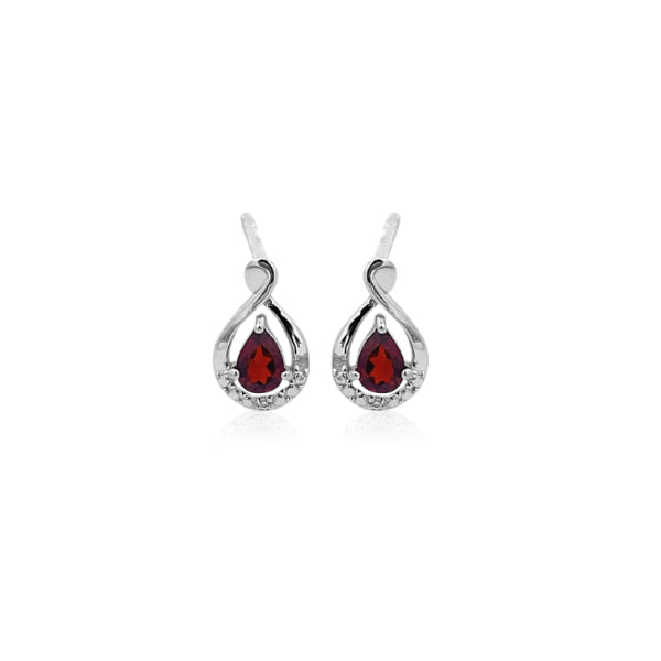 Garnet and CZ teardrop earrings in sterling silver