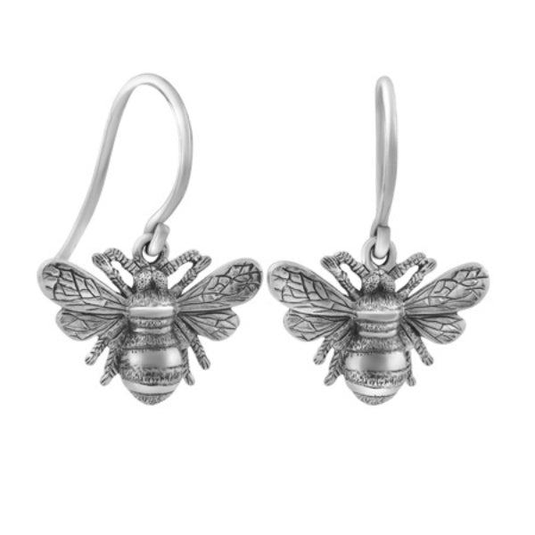Evolve bumble bee drop earrings in sterling silver