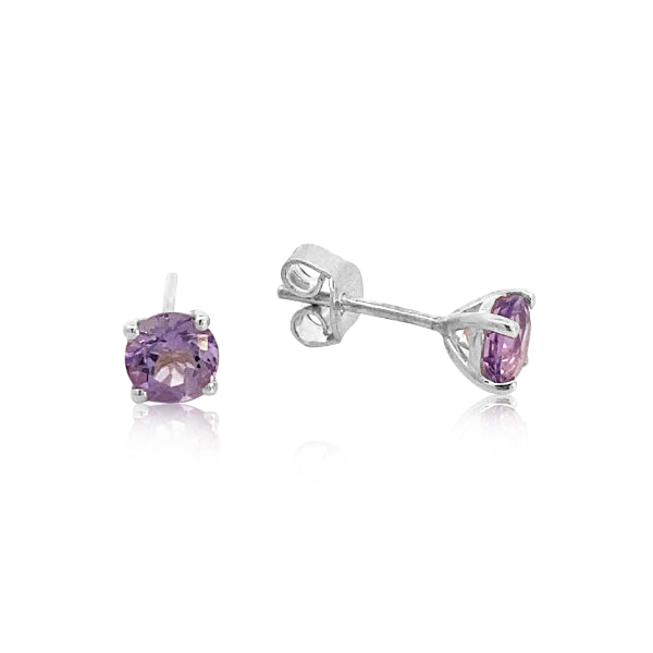 Amethyst stud earrings in sterling silver - 5mm