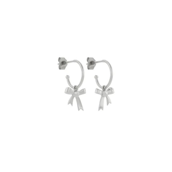 Karen Walker hoop earrings with ribbon bows in sterling silver