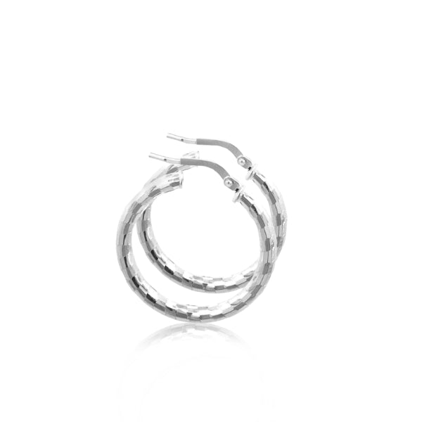 Diamond cut hoop earrings in sterling silver - 20mm