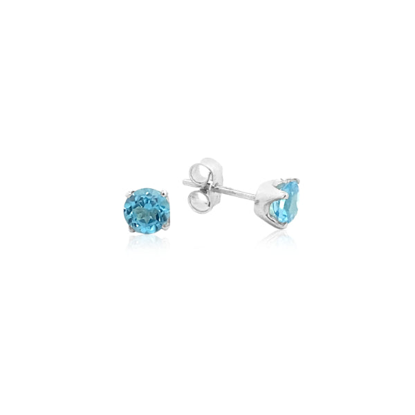 Blue topaz stud earrings in sterling silver
