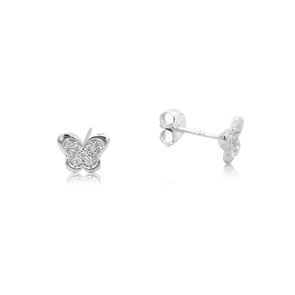 Butterfly CZ stud earrings in sterling silver