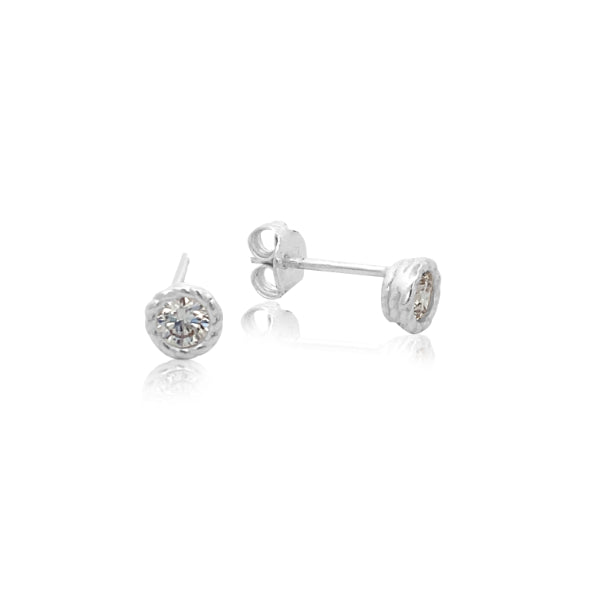 CZ rope stud earrings in sterling silver