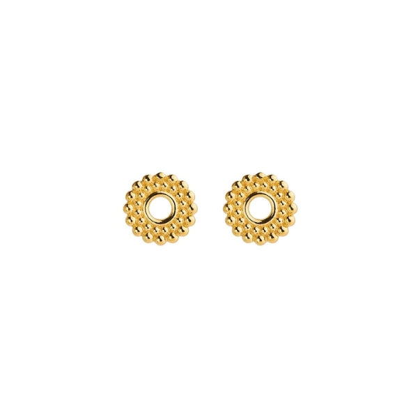 Najo stipple patterned circle stud earrings in gold plated strerling silver