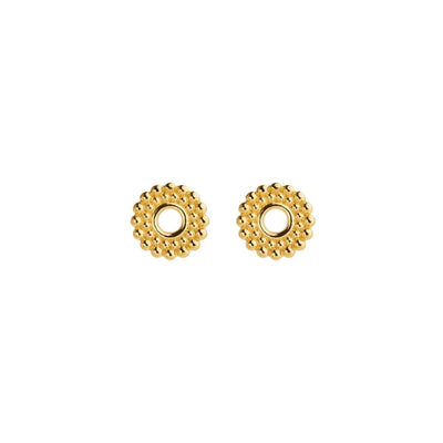 Najo stipple patterned circle stud earrings in gold plated strerling silver