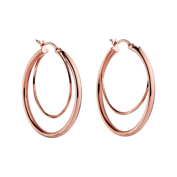 Najo - Whirlpool double-wire round hoop earrings in rose gold plated sterling silver
