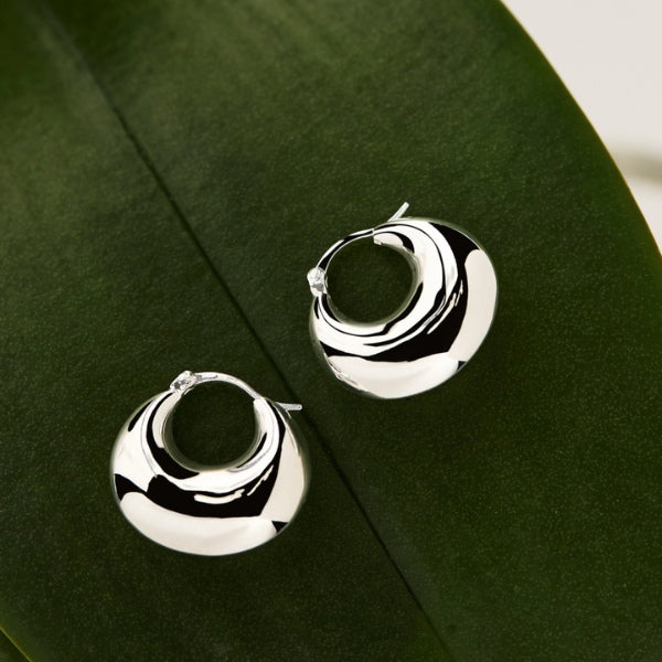 Najo - Billows puffed crescent hoop earrings in sterling silver