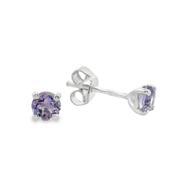 Amethyst stud earrings in sterling silver - 4mm