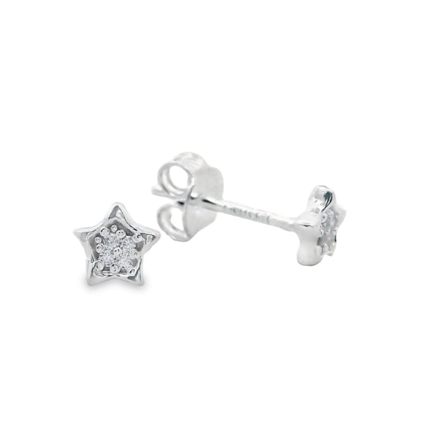 CZ star stud earrings in sterling silver
