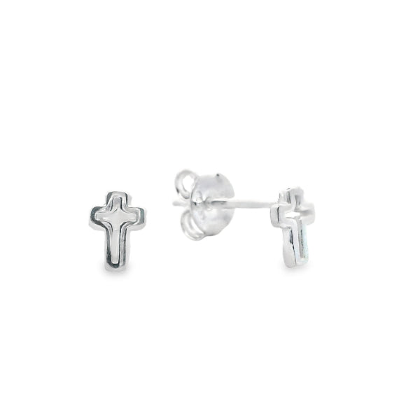 Silver Cross stud earrings