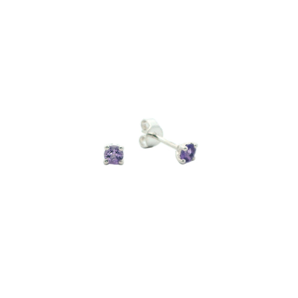 Amethyst stud earrings in silver - 3.5mm
