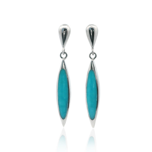 Turquoise drop on stud earrings in sterling silver