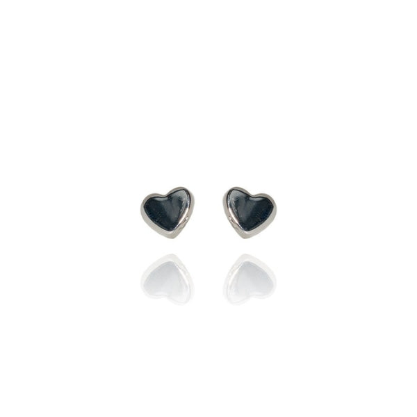 Evolve mini heart stud earrings in sterling silver