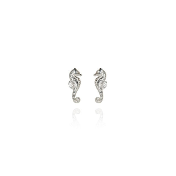 Evolve mini seahorse stud earrings in sterling silver