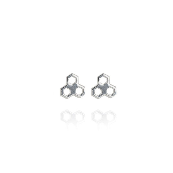 Evolve mini honeycomb stud earrings in sterling silver