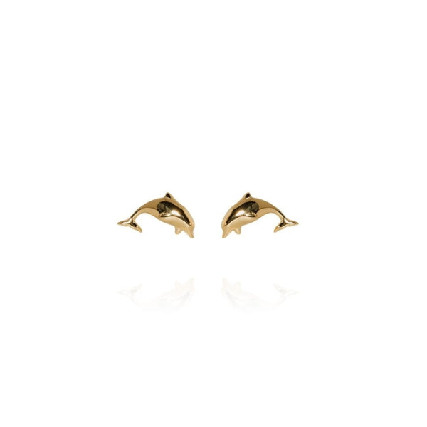 Evolve mini dolphin stud earrings in gold plated sterling silver