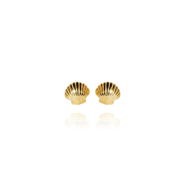 Evolve mini scallop stud earrings in gold plated sterling silver