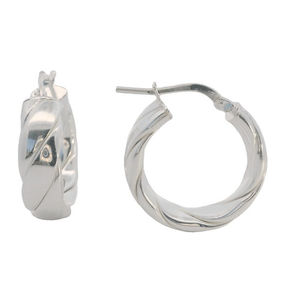 Polish twist hoop earrings in sterling silver