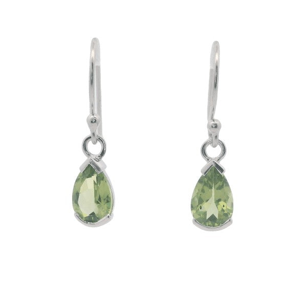 Peridot Teardrop hook earrings in silver
