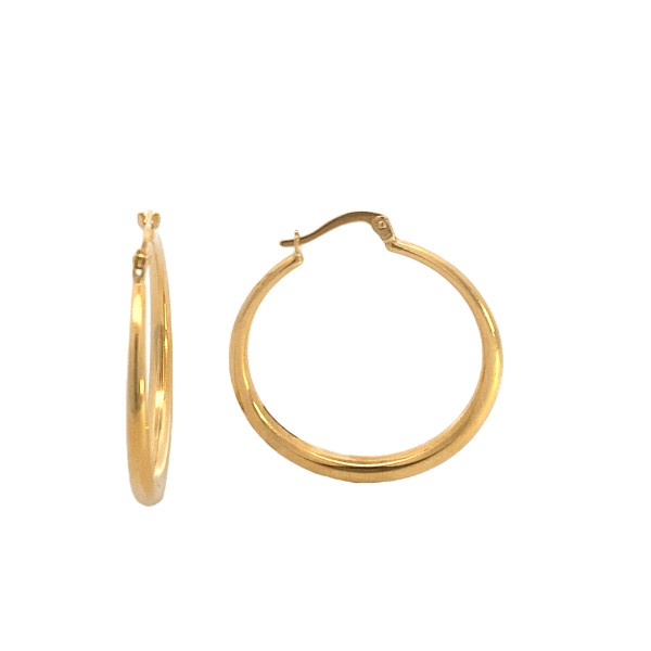 Hoop earrings in bonded 9ct yellow gold and sterling silver - 32mm