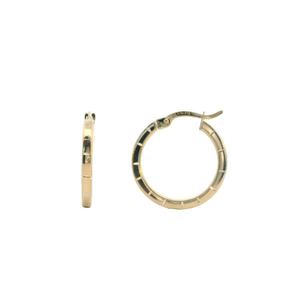 Engraved hoop earrings in bonded 9ct yellow gold and sterling silver - 19mm
