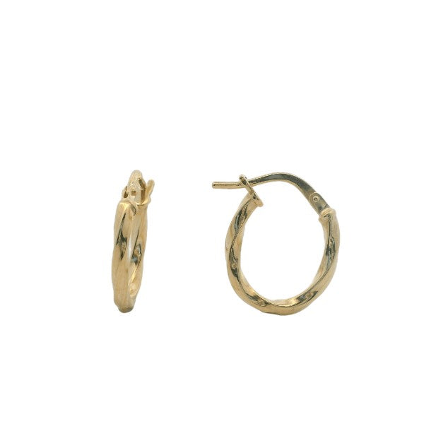 Twisted oval hoop earrings in bonded 9ct yellow gold and sterling silver - 16mm
