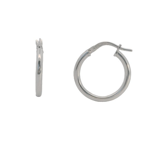 Plain hoop earrings in bonded 9ct white gold and sterling silver - 19mm