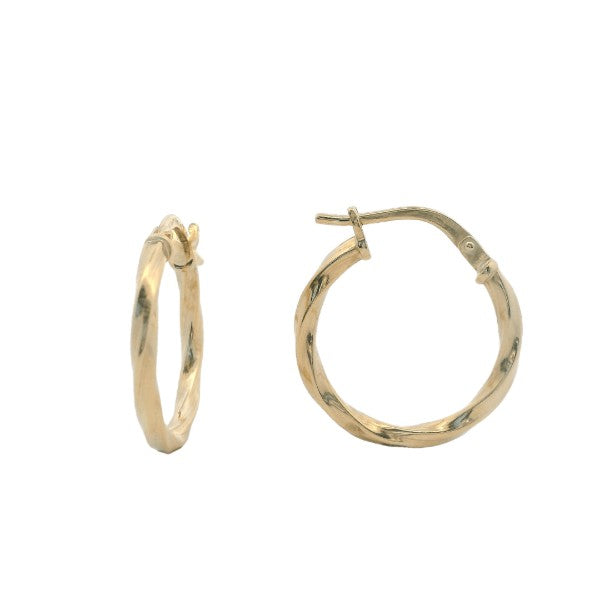 Twisted hoop earrings in bonded 9ct yellow gold and sterling silver - 18mm