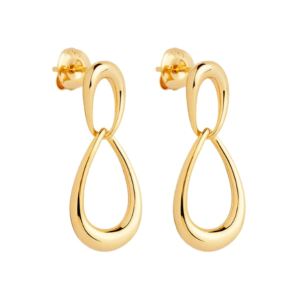 Najo - Teardrop stud earrings in yellow gold plated sterling silver