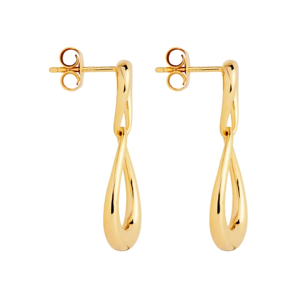 Najo - Teardrop stud earrings in yellow gold plated sterling silver