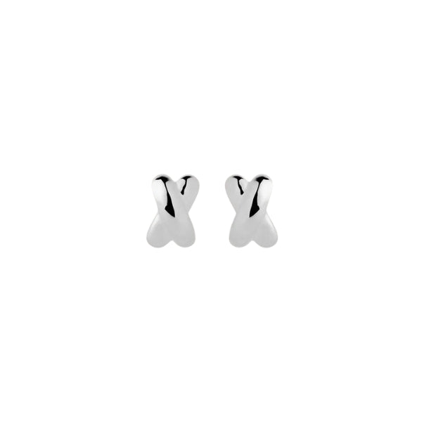 Najo - X shaped kiss stud earrings in sterling silver